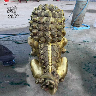 Brass Bronze Foo Dog Statue Metal Fengshui Animals Chinese Lion Sculpture Large Outdoor Entrance Decoration