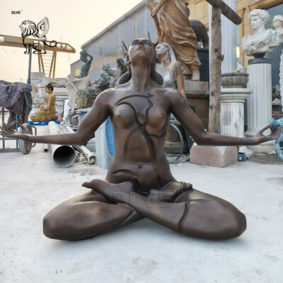 Bronze Yoga Woman Statue Naked Metal Sitting Girl Garden Sculpture Life Size Outdoor Public Art