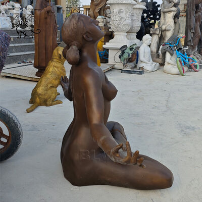 Bronze Yoga Woman Statue Naked Metal Sitting Girl Garden Sculpture Life Size Outdoor Public Art