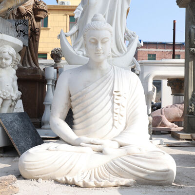Marble Buddha Statue Home Decor Sculpture White Stone Buddhist Garden Statues Life Size Handcarved