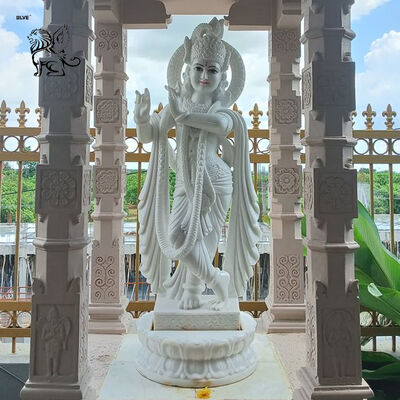 Marble Lord Krishna Statue Sculpture Life Size Vishnu Hindu God Garden Statues India Religious Custom