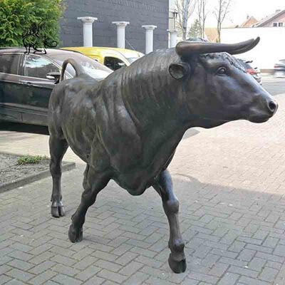 Brass Bronze Bull Sculpture Life Size Cattle Metal Animal Garden Decoration Statue Outdoor Custom