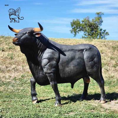 Brass Bronze Bull Sculpture Life Size Cattle Metal Animal Garden Decoration Statue Outdoor Custom