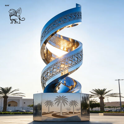 Stainless Steel Landmark Sculpture Mirror Polished Abstract Art Saudi Arabia 2030 World Expo Hotel Project Design Large Outdoor