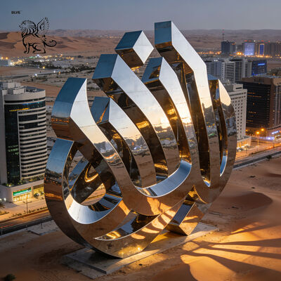 Stainless Steel Landmark Sculpture Mirror Polished Abstract Art Saudi Arabia 2030 World Expo Hotel Project Design Large Outdoor