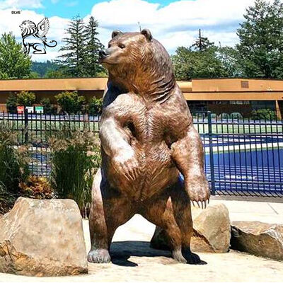 Bronze Bear Sculpture Statue Large Life Size Realistic Metal Animal Public Art Decoration School Central Square