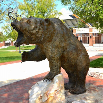 Bronze Bear Sculpture Statue Large Life Size Realistic Metal Animal Public Art Decoration School Central Square