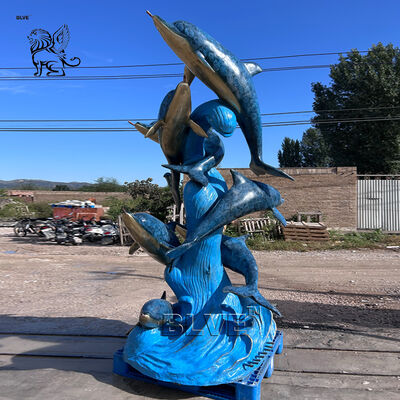 Blue Dolphins Bronze Fountain Metal Bronze Fountain Garden Water Fountains Parks Villa Home Decoration Project Large Outdoor
