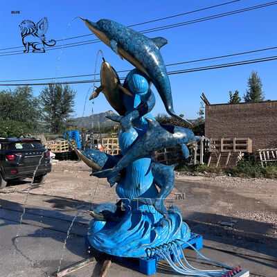 Blue Dolphins Bronze Fountain Metal Bronze Fountain Garden Water Fountains Parks Villa Home Decoration Project Large Outdoor