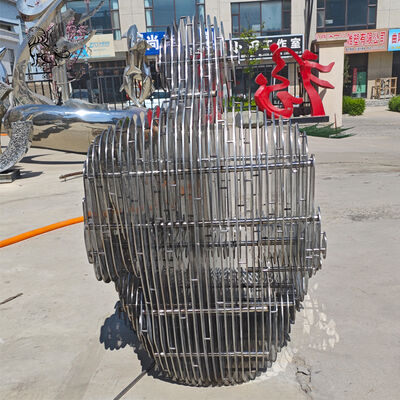 Stainless Steel Sculpture Invisible Working Man Statue Mirror Polished Life Size Modern Art Abstract Custom