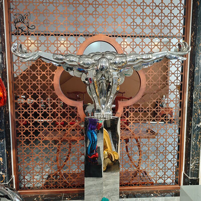 Stainless Steel Bodybuilding Statue Metal Mirror Muscle Man Sculpture Modern Abstract Art Hotel Home Decoration