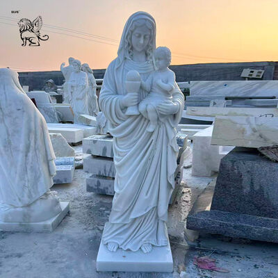 Marble Virgin Mary Statue Life Size Religious Christian Our Lady Sculpture Home Decoration Handcarved Church
