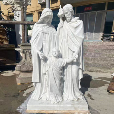 Marble Holy Family Statue Sculpture Life Size Christian Religious Statues Figure Handcarved Church Courtyard Project