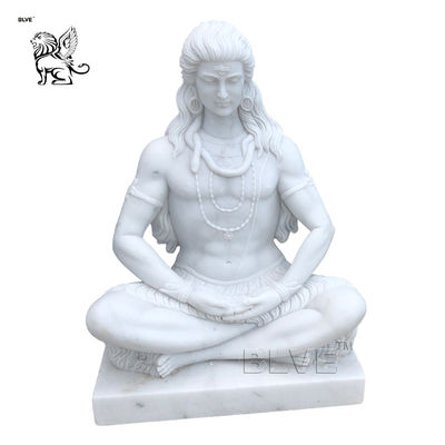 Marble Shiva Statue White Stone Buddha Sculpture Hindu God Home Decor