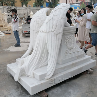 Marble Tombstone White Cemetery Crying Angel  Statue Stone hand carved