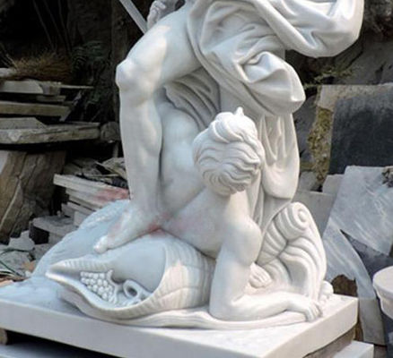 Marble Poseidon Statue Ancient Greek Mythological God Life Size Lord of The Sea with Tride