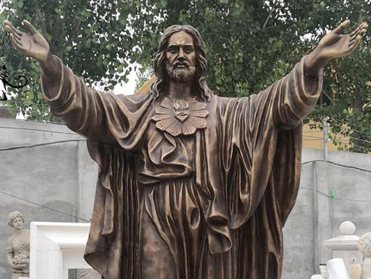 Bronze Jesus Statue Life Size Christ Religious Church Decor Metal Craft