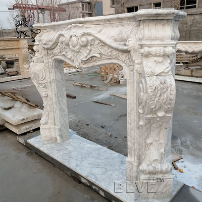 Marble Fireplace Carrara Modern Freestanding Fireproof Stone Hand Carved
