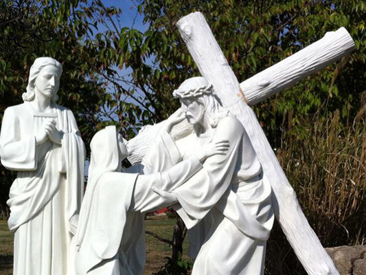 Marble Jesus Statue Religious Stone Garden 14 Stations Of The Cross Sculpture