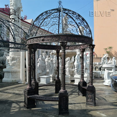 Garden Cast Iron Gazebo Metal Craft Black Customized Luxury Wedding Decoration