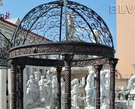 Garden Cast Iron Gazebo Metal Craft Black Customized Luxury Wedding Decoration