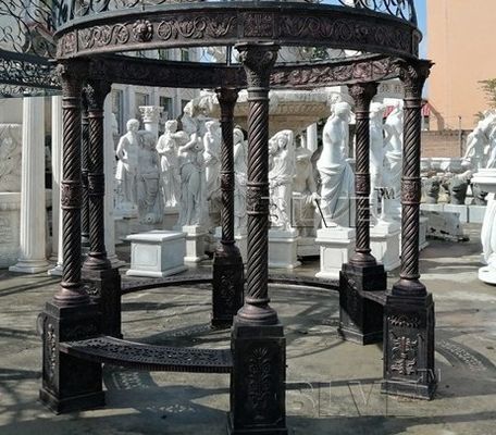 Garden Cast Iron Gazebo Metal Craft Black Customized Luxury Wedding Decoration