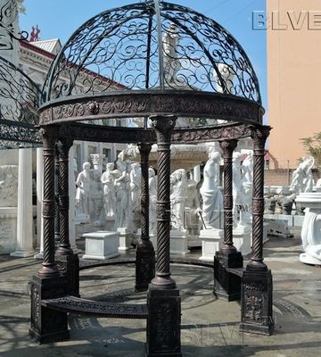 Garden Cast Iron Gazebo Metal Craft Black Customized Luxury Wedding Decoration
