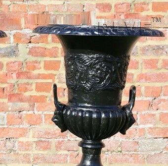 Large black Garden Cast Iron Planters Urns Metal classic Flowerpots