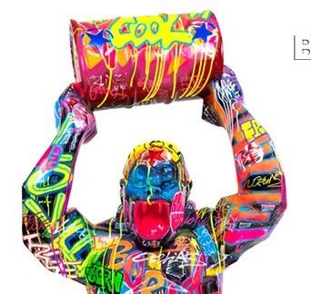 Colour Spraying Resin Gorilla Sculpture Life Size Fiberglass Cartoon Statues