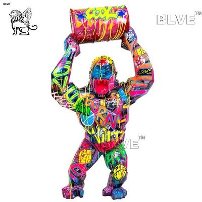 Colour Spraying Resin Gorilla Sculpture Life Size Fiberglass Cartoon Statues