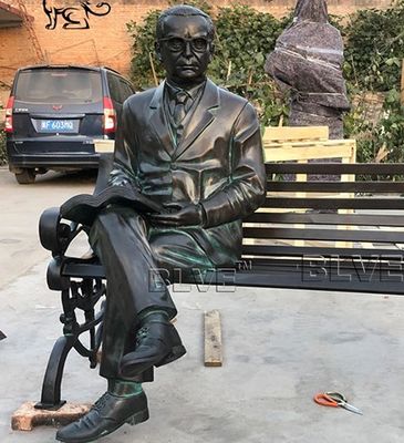Life Size Bronze Man Sitting On The Bench Sculpture Outdoor Garden Decoration