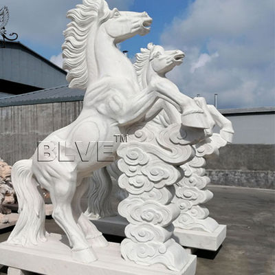 Large White Marble Horse Statue Stone Garden Animals Sculpture