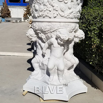 Natural Garden Planter Hand Carving Marble White Stone Flowerpots Luxury