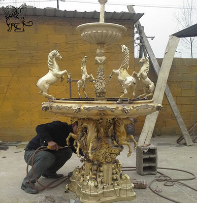 Large Bronze Fountain Modern Art Brass Animal Garden Water fountains With Horse Statues