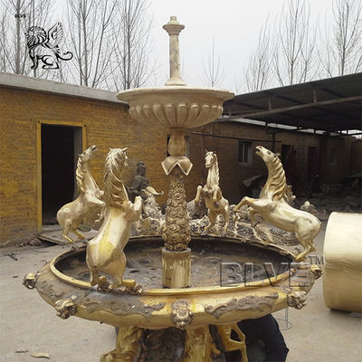 Large Bronze Fountain Modern Art Brass Animal Garden Water fountains With Horse Statues