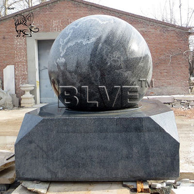 Marble Floating Ball Feng Shui Water Fountain Garden Black Natural Stone