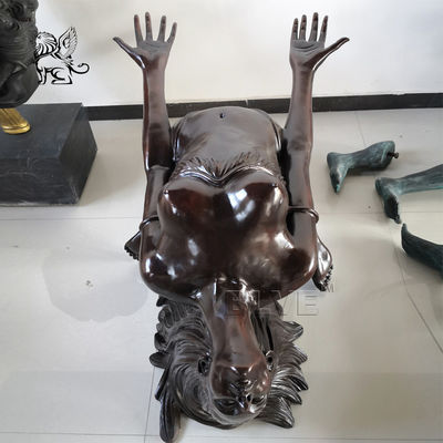 Nude Woman Bronze Sculpture Coffee Table Yoga Girl Statue Life Size Modern Art Home Decor
