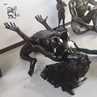 Nude Woman Bronze Sculpture Coffee Table Yoga Girl Statue Life Size Modern Art Home Decor