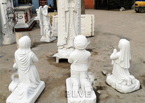 Marble Mary And Children Statues Religious Virgin Sculpture Life Size