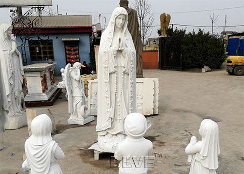 Marble Mary And Children Statues Religious Virgin Sculpture Life Size