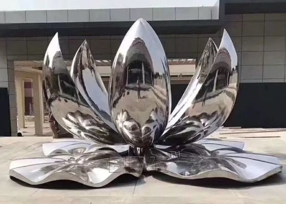 Stainless Steel Flower Sculpture Lotus Large Garden Decoration Art Metal Modern