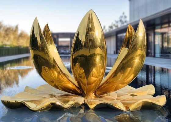 Stainless Steel Flower Sculpture Lotus Large Garden Decoration Art Metal Modern