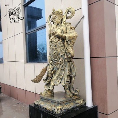 Bronze Guan Gong Sculpture Guan Yu Statue Life Size Feng Shui Metal Sculpture