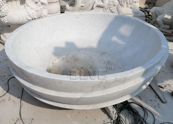 Carrara Marble Bathtub White Solid Bath Tub Natural Stone Round Handmade European Style