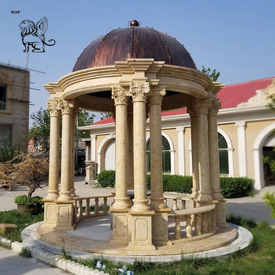 Large Marble Gazebo Roman Column Pavilion Natural Stone Hand Carved Decorative Outdoor