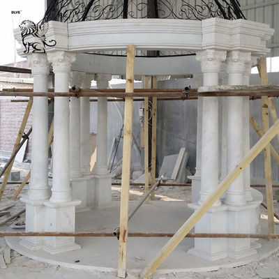 Large Marble Gazebo Roman Column Pavilion Natural Stone Hand Carved Decorative Outdoor