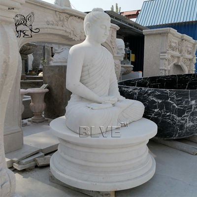 Marble Garden Buddha Statues Sitting Life Size Budda Statue Outdoor Decoration with base