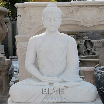 Marble Garden Buddha Statues Sitting Life Size Budda Statue Outdoor Decoration with base