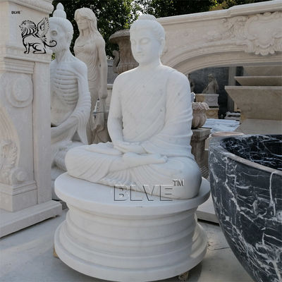 Marble Garden Buddha Statues Sitting Life Size Budda Statue Outdoor Decoration with base