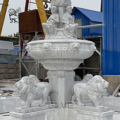 Modern Water Fountains Marble Lions Fountain Large Stone Carving Garden Decoration